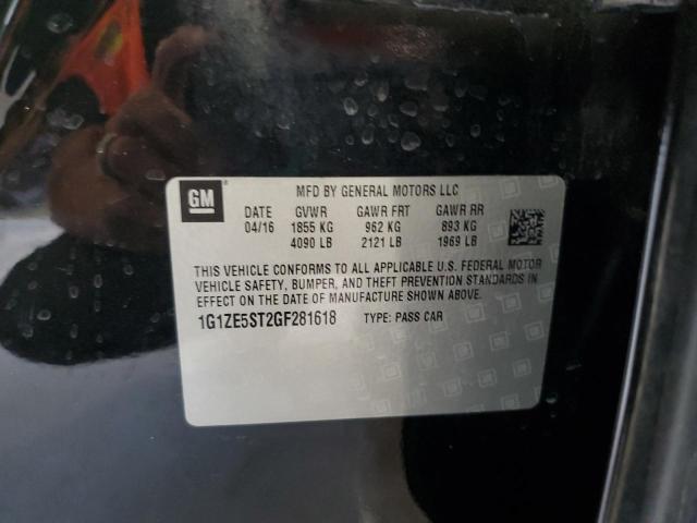 1G1ZE5ST2GF281618 - 2016 CHEVROLET MALIBU LT BLACK photo 12