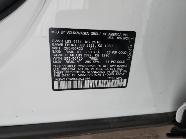 1V2WE2CA9SC202184 - 2025 VOLKSWAGEN ATLAS CROS SE WHITE photo 13