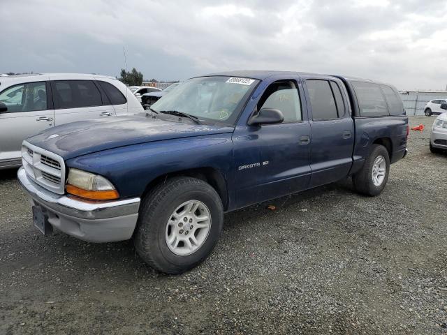 1B7GL2AN81S106794 - 2001 DODGE DAKOTA QUAD BLUE photo 1