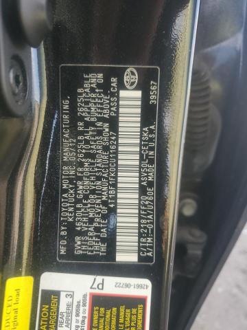 4T1BF1FK0CU116247 - 2012 TOYOTA CAMRY BASE შავი ფოტო 12