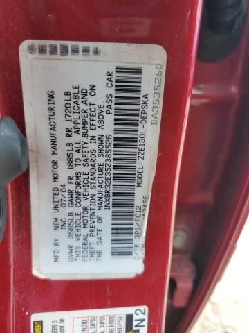 1NXBR32E35Z385526 - 2005 TOYOTA COROLLA CE 勃艮第红 照片 13