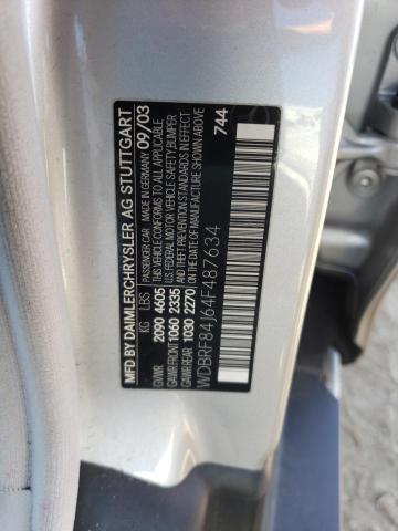 WDBRF84J64F487634 - 2004 MERCEDES-BENZ C 320 4MATIC SILVER photo 12