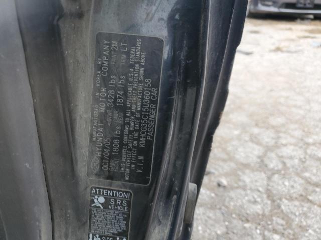 KMHCG35C15U360158 - 2005 HYUNDAI ACCENT GS GRAY photo 12