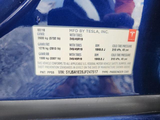 5YJSA1E28JF247517 - 2018 TESLA MODEL S Mavi foto 12