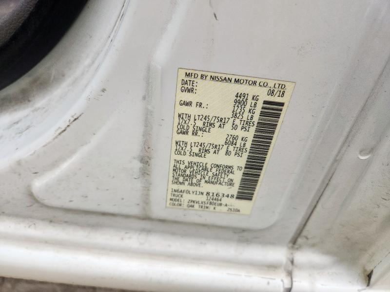 1N6AF0LY1JN816348 - 2018 NISSAN NV 2500 S 白色 照片 12