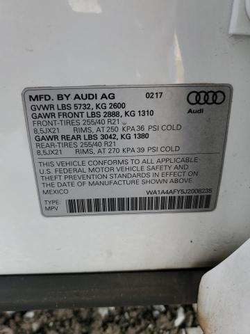 WA1A4AFY5J2008235 - 2018 AUDI SQ5 PREMIUM PLUS WHITE photo 13