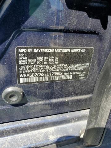 WBA6B2C58ED129592 - 2014 BMW 650 I GRAN COUPE BLUE photo 12