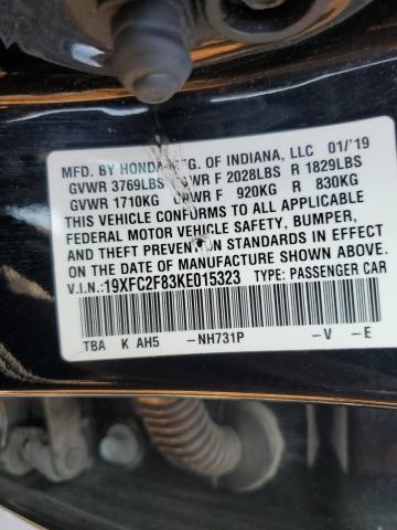 19XFC2F83KE015323 - 2019 HONDA CIVIC SPORT BLACK photo 12