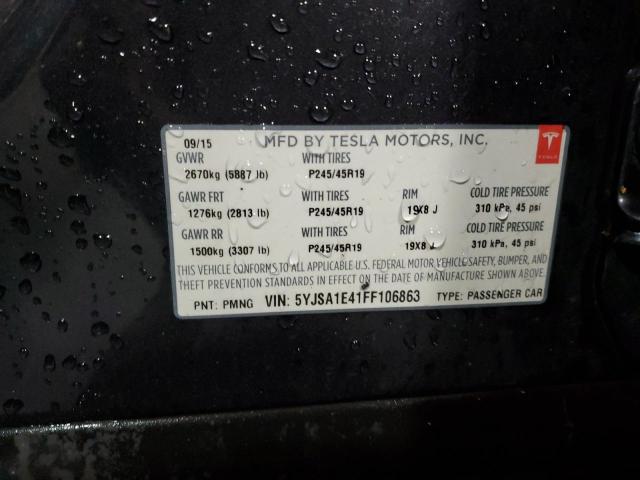 5YJSA1E41FF106863 - 2015 TESLA MODEL S GRAY photo 13