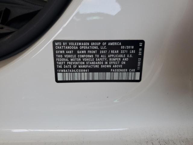 1VWBA7A34JC030641 - 2018 VOLKSWAGEN PASSAT SE Ağ foto 12