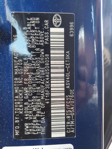 4T1BF3EK4AU508058 - 2010 TOYOTA CAMRY BASE BLUE photo 12