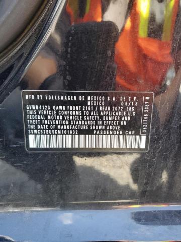 3VWC57BU5KM101832 - 2019 VOLKSWAGEN JETTA S Noir photo 12