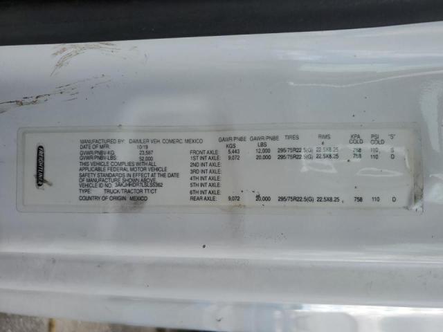 3AKJHHDR7LSLS5362 - 2020 FREIGHTLINER CASCADIA 1 Սպիտակ լուսանկար 10