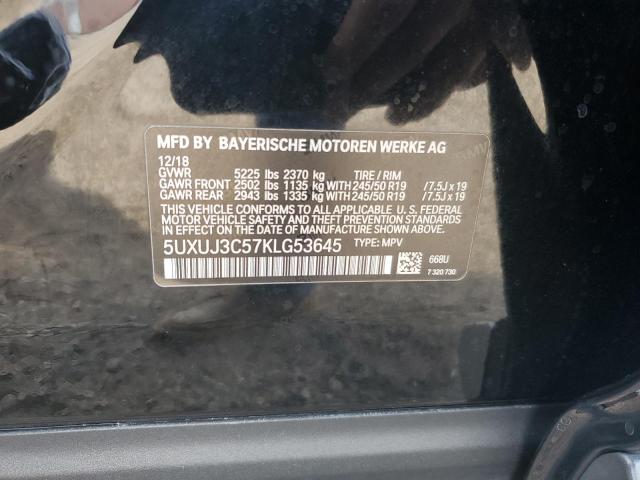 5UXUJ3C57KLG53645 - 2019 BMW X4 XDRIVE30I BLACK photo 12