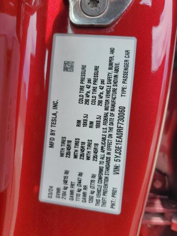 5YJ3E1EA0RF730060 - 2024 TESLA MODEL 3 Rot Foto 12