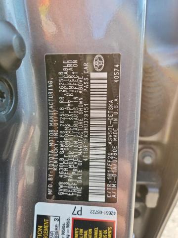 4T1BF1FK9HU379151 - 2017 TOYOTA CAMRY LE GRAY photo 12