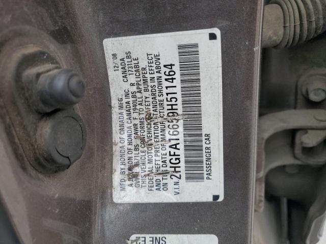 2HGFA16659H511464 - 2009 HONDA CIVIC LX-S GRAY photo 12