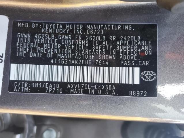 4T1G31AK2PU617944 - 2023 TOYOTA CAMRY SE NIGHT SHADE GRAY photo 12