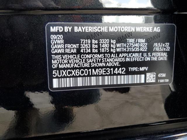 5UXCX6C01M9E31442 - 2021 BMW X7 M50I BLACK photo 14