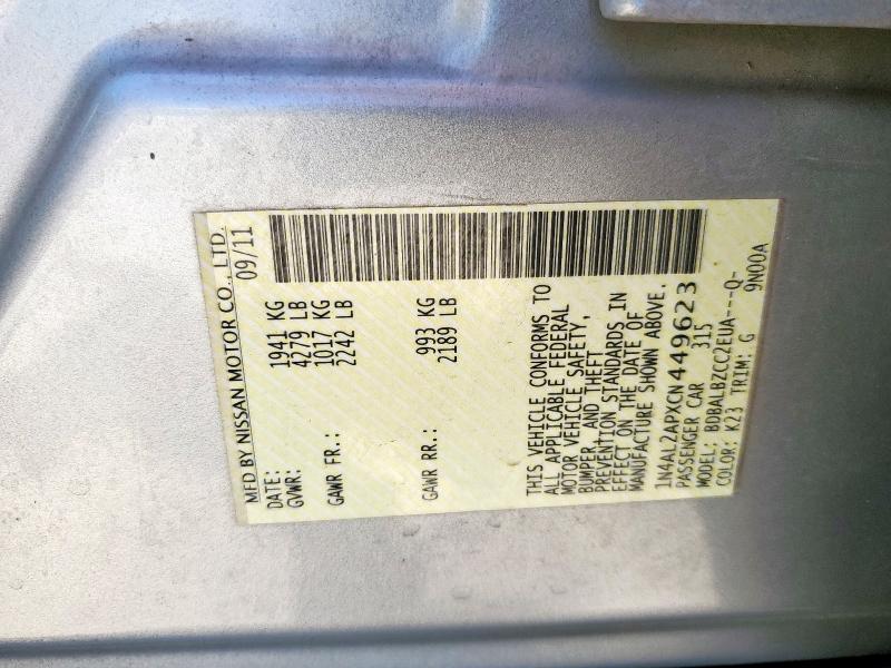 1N4AL2APXCN449623 - 2012 NISSAN ALTIMA BASE ვერცხლისფერი ფოტო 13