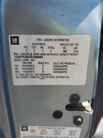 1G4HP52K43U289998 - 2003 BUICK LESABRE CUSTOM BLUE photo 12