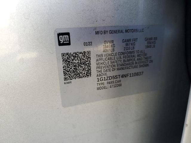 1G1ZD5ST4NF110837 - 2022 CHEVROLET MALIBU LT SILVER photo 13