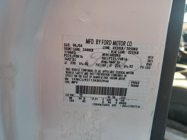 1FMCU93115KB03946 - 2005 FORD ESCAPE XLT WHITE photo 13