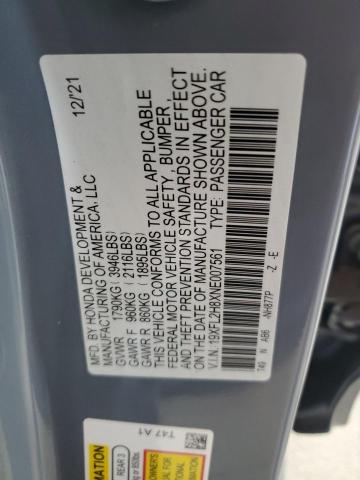 19XFL2H8XNE007561 - 2022 HONDA CIVIC SPORT BLUE photo 12