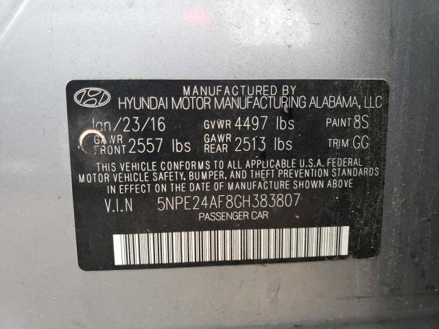 5NPE24AF8GH383807 - 2016 HYUNDAI SONATA SE SILVER photo 12