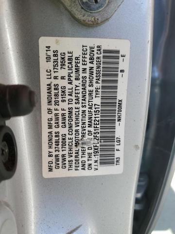 19XFB2F51FE211517 - 2015 HONDA CIVIC LX SILVER photo 12