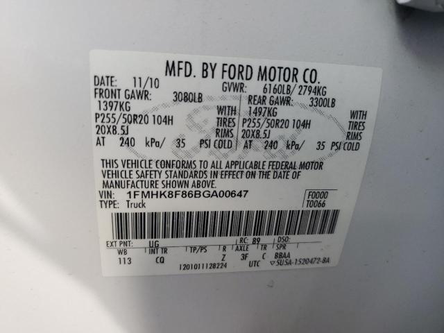 1FMHK8F86BGA00647 - 2011 FORD EXPLORER LIMITED Ağ foto 14