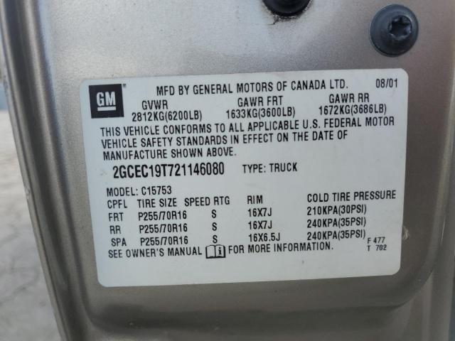 2GCEC19T721146080 - 2002 CHEVROLET SILVERADO C1500 ბეჟი ფოტო 12