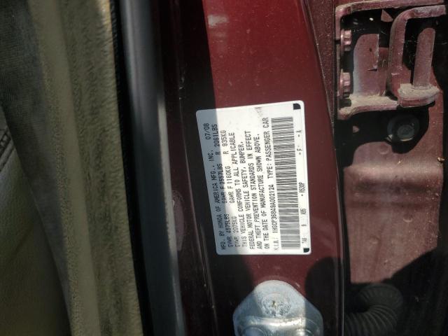 1HGCP36849A002124 - 2009 HONDA ACCORD EXL BURGUNDY photo 12