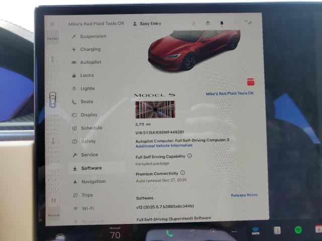 5YJSA1E60MF449291 - 2021 TESLA MODEL S წითელი ფოტო 9