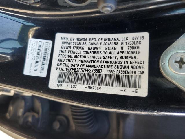 19XFB2F57FE273567 - 2015 HONDA CIVIC LX BLACK photo 12