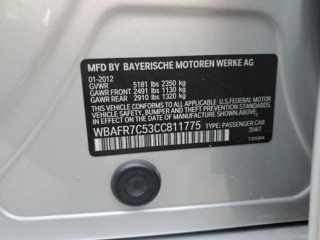 WBAFR7C53CC811775 - 2012 BMW 535 I SILVER photo 13