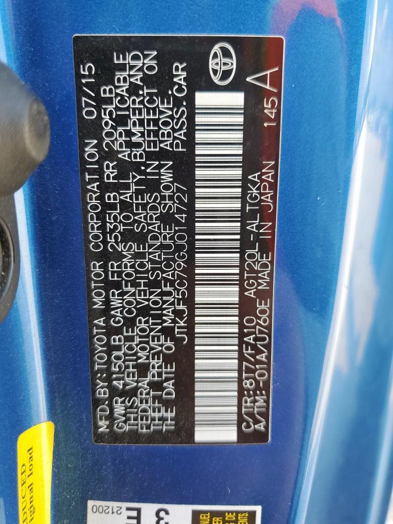 JTKJF5C79GJ014727 - 2016 TOYOTA SCION TC 蓝色 照片 13