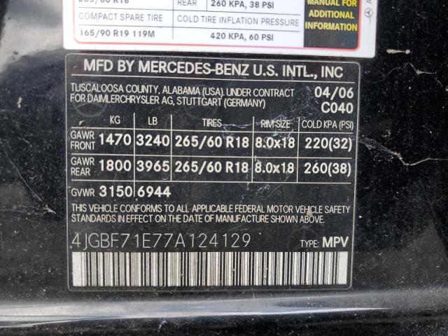 4JGBF71E77A124129 - 2007 MERCEDES-BENZ GL 450 4MATIC BLACK photo 14