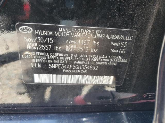 5NPE34AF5GH354892 - 2016 HYUNDAI SONATA SPORT Қара фото 12