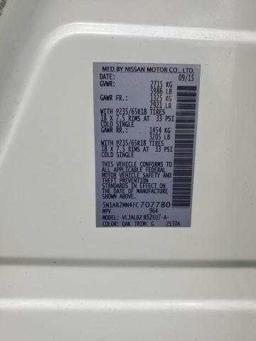 5N1AR2MN4FC707780 - 2015 NISSAN PATHFINDER S WHITE photo 12