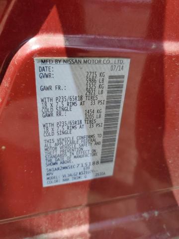 5N1AR2MN5EC715188 - 2014 NISSAN PATHFINDER S წითელი ფოტო 13