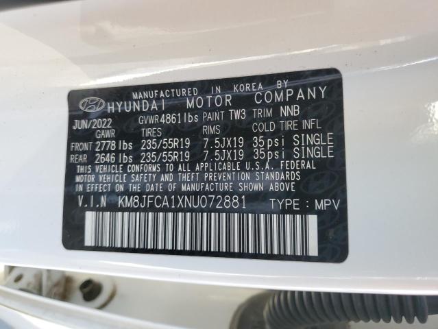 KM8JFCA1XNU072881 - 2022 HYUNDAI TUCSON SEL CONVENIENCE თეთრი ფოტო 13