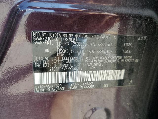 2T3BFREV5HW598349 - 2017 TOYOTA RAV4 LE Bənövşəyi foto 13