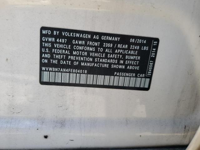 WVWBN7AN4FE804018 - 2015 VOLKSWAGEN CC SPORT 白色 照片 12