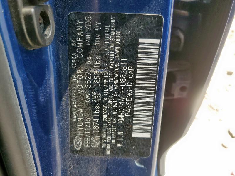 KMHCT4AE2FU882811 - 2015 HYUNDAI ACCENT GLS 蓝色 照片 13