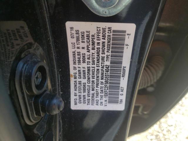 19XFC2F58GE074042 - 2016 HONDA CIVIC LX 黑色 照片 12