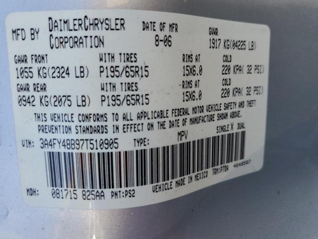 3A4FY48B97T510905 - 2007 CHRYSLER PT CRUISER SILVER photo 12