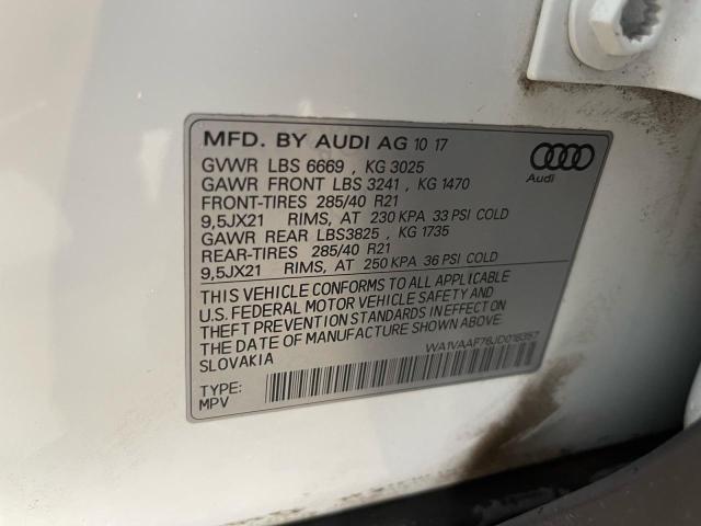 WA1VAAF76JD018357 - 2018 AUDI Q7 PRESTIGE أبيض صورة 10