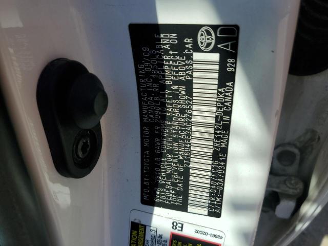 2T1BU4EE3AC276527 - 2010 TOYOTA COROLLA BASE Білий фото 12