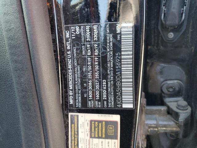 4JGDA5HB0DA156925 - 2013 MERCEDES-BENZ ML 350 4MATIC BLACK photo 13